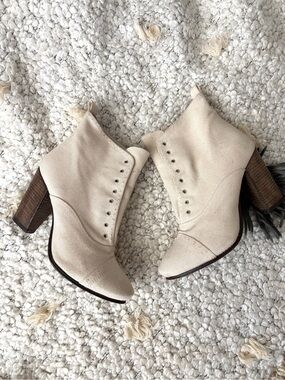 boho All Saints cream lace up ankle canvas boots